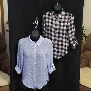 2 Chiffon About A Girl Button Downs Size XS